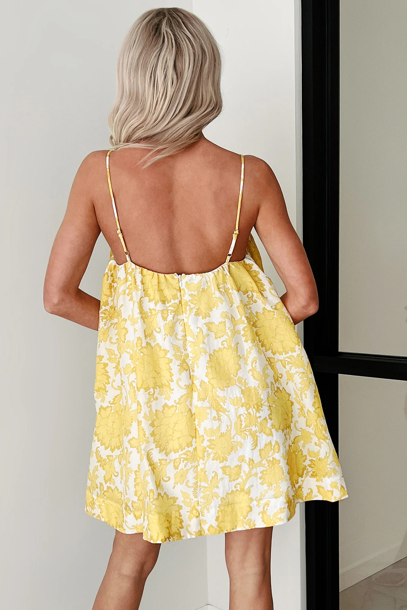 Sweet Surrender Floral Babydoll Mini Dress (Yellow) - Image 4